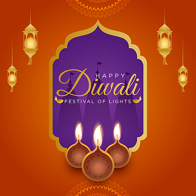 Banner of happy diwali wishes with template