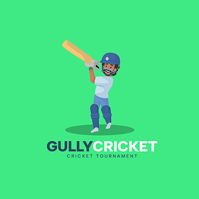 Gully cricket tournament vector mascot logo template