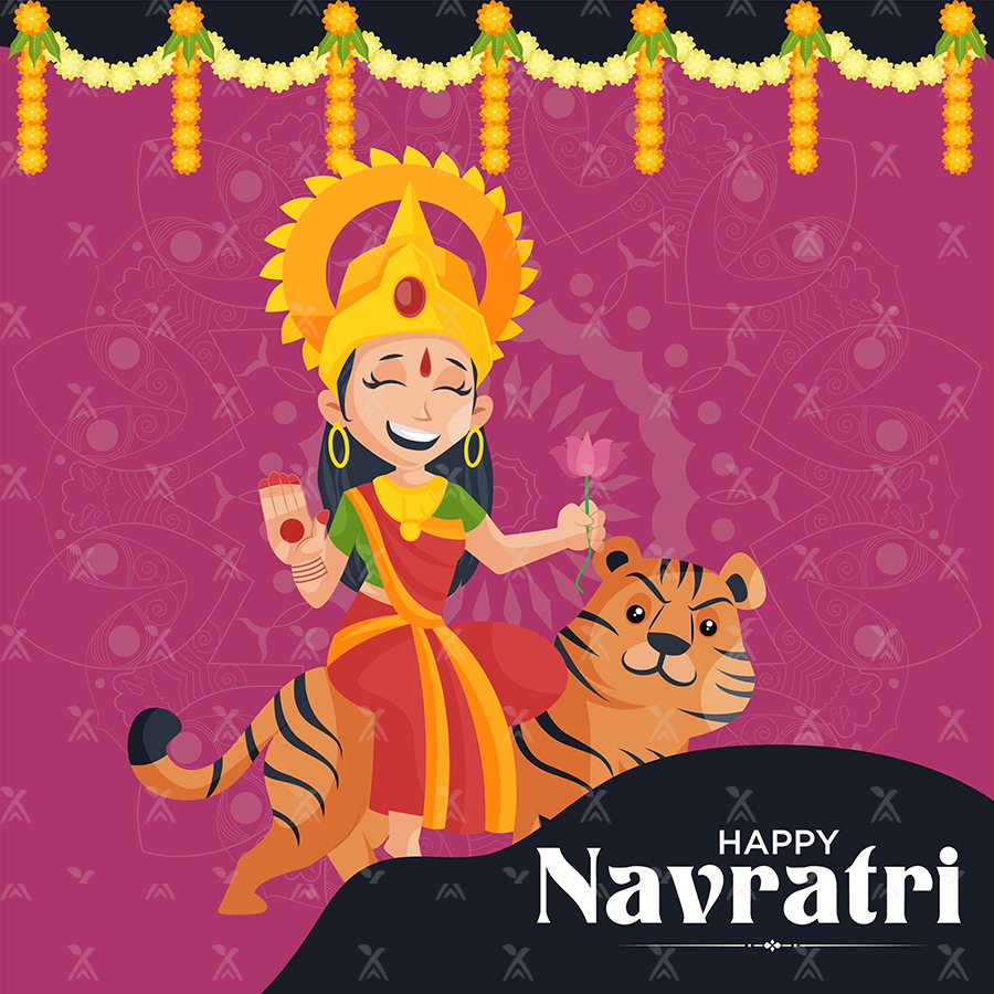 Happy Navratri Hindu festival banner design template