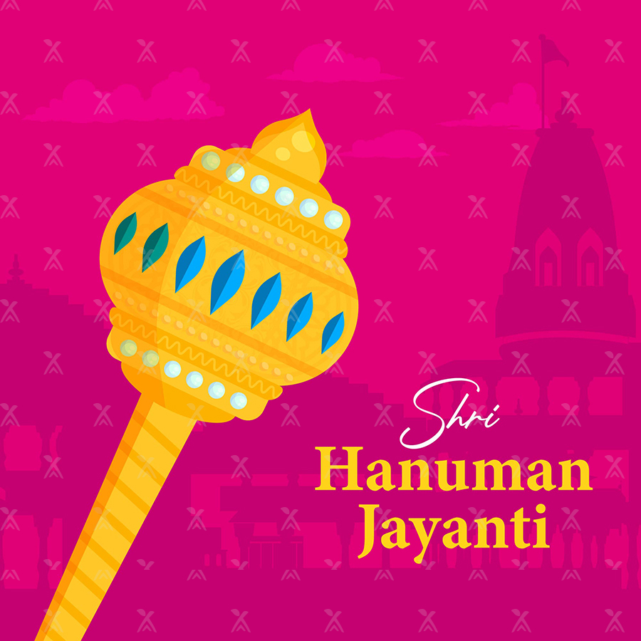 Shri Hanuman Jayanti Banner Design Template On A Pink Background