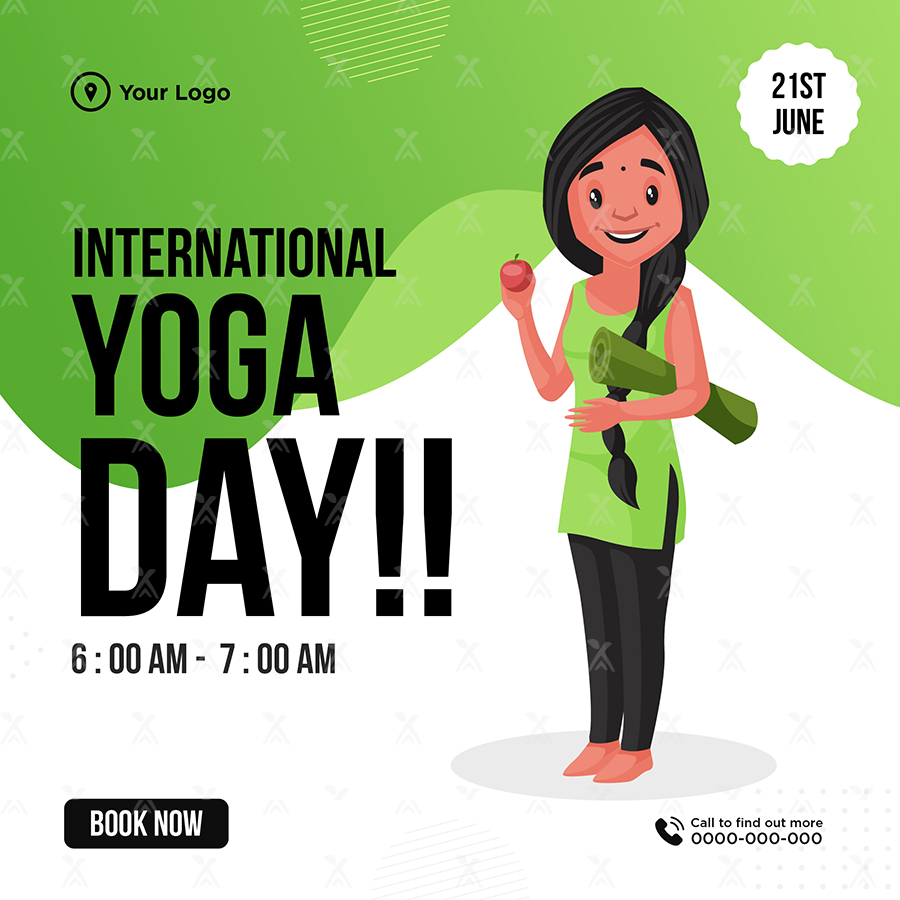 21 June Happy international yoga day banner or poster meditation