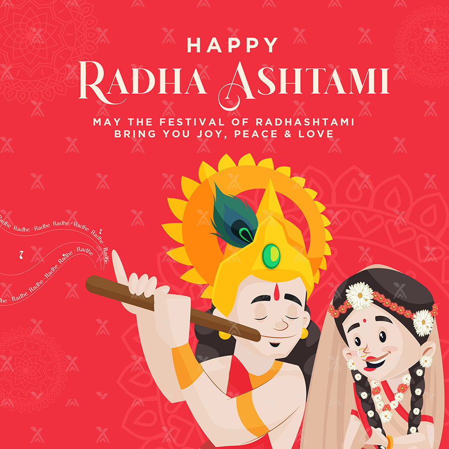 Happy Radha ashtami template design