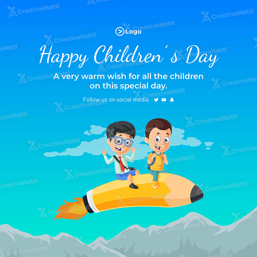 Happy children's day wishes on banner template