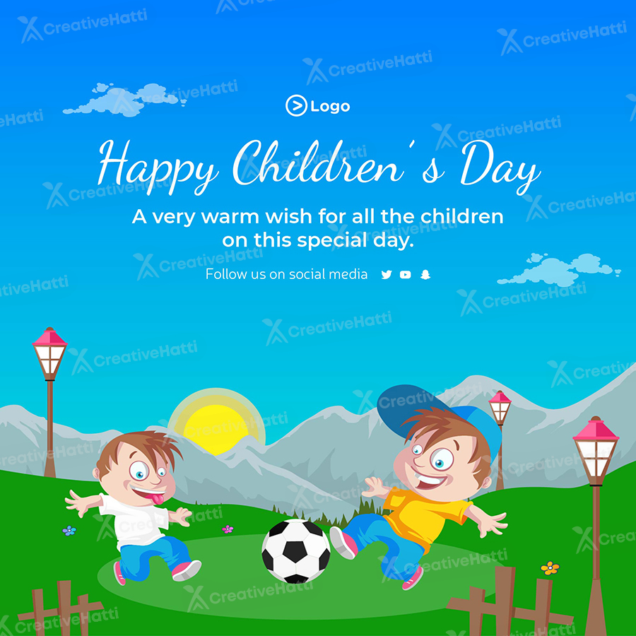 Happy children's day wishes on the banner template