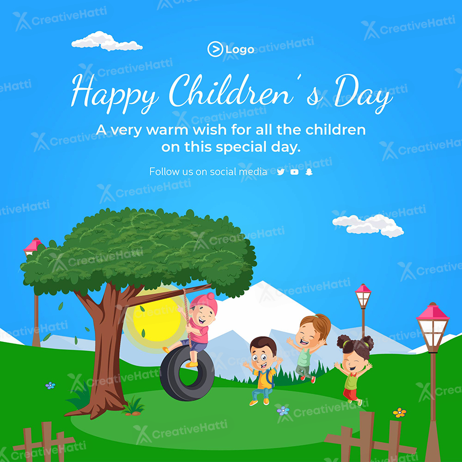 Happy children's day wishes on the template banner