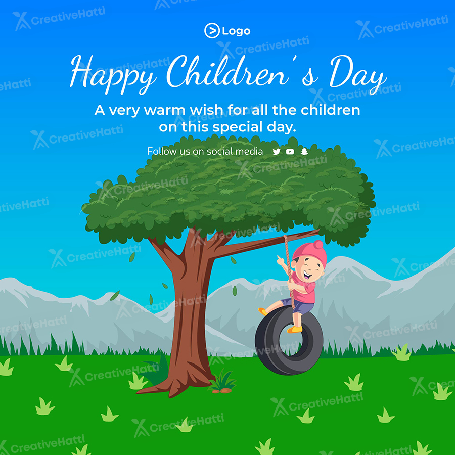 Happy children's day wishes with a banner template