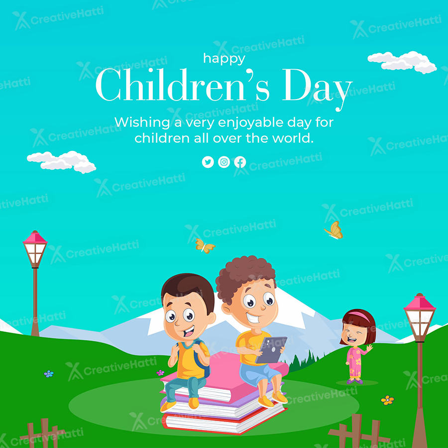 Happy children's day wishes with a template banner