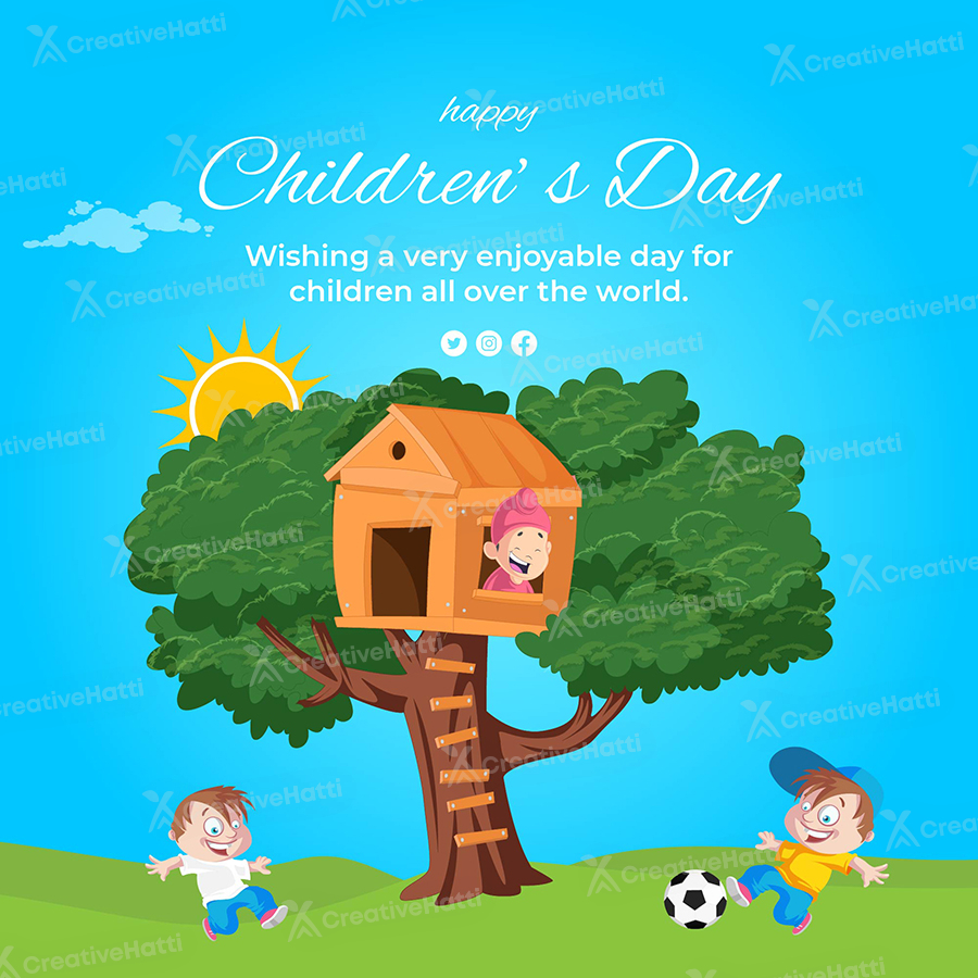 Happy children's day wishes with banner template
