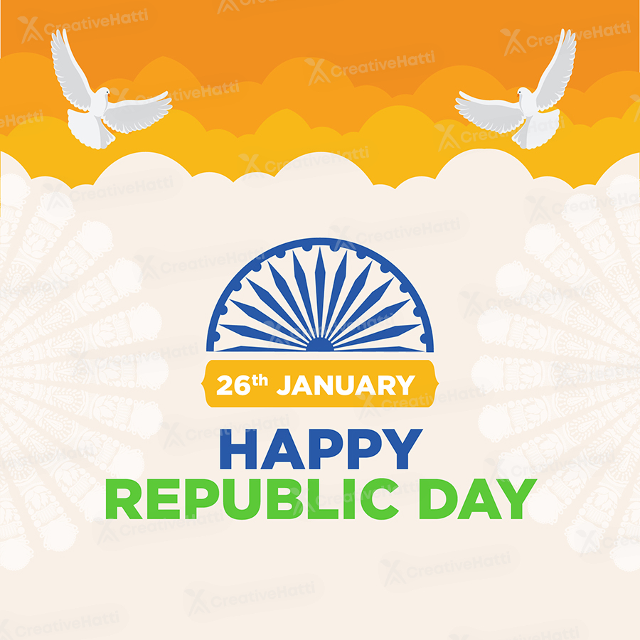 Happy republic day with the flat template banner