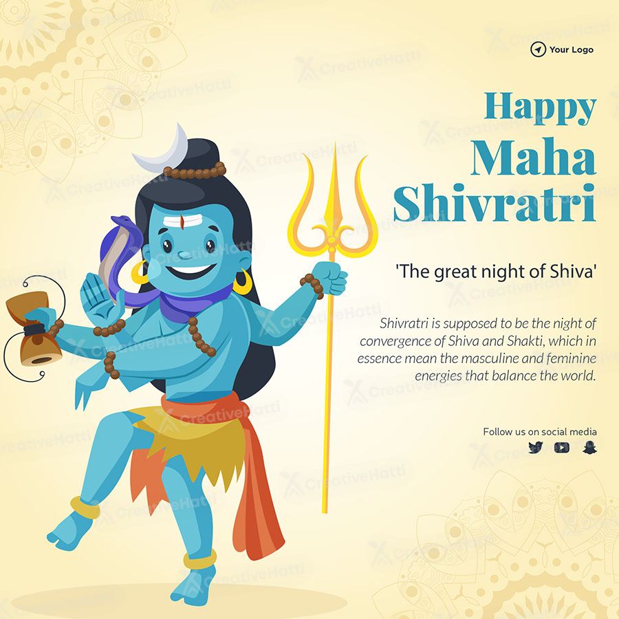 Happy maha shivratri wishes banner template