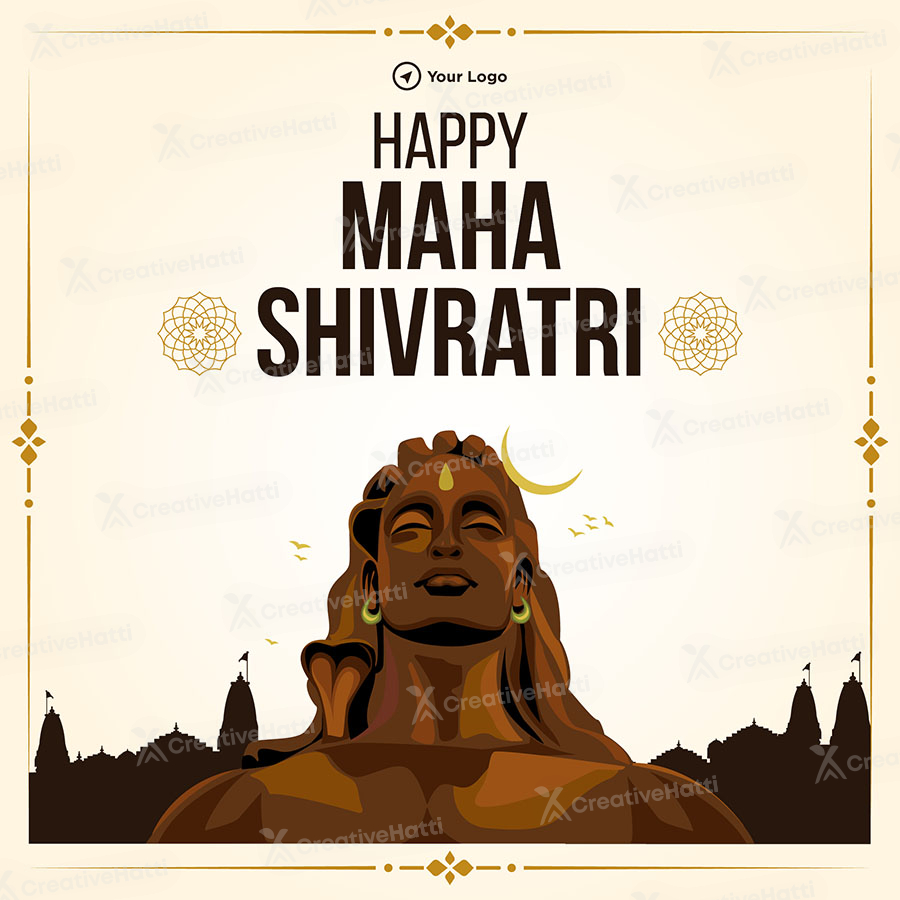 Happy maha shivratri wishes card with the banner template