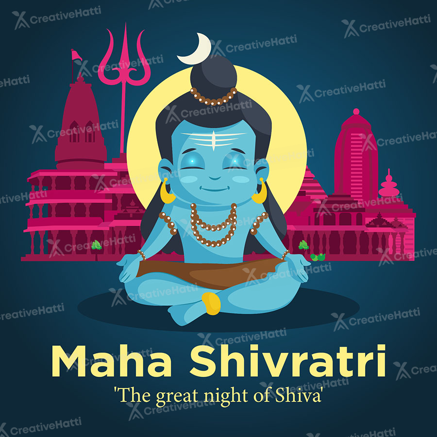 Maha shivratri wishes card with a banner template