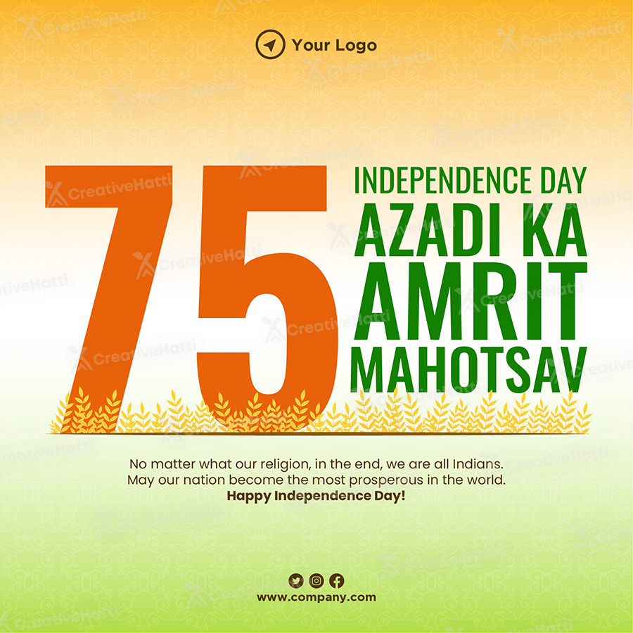 Premium Vector | 75th indian independence day logo with indian flag