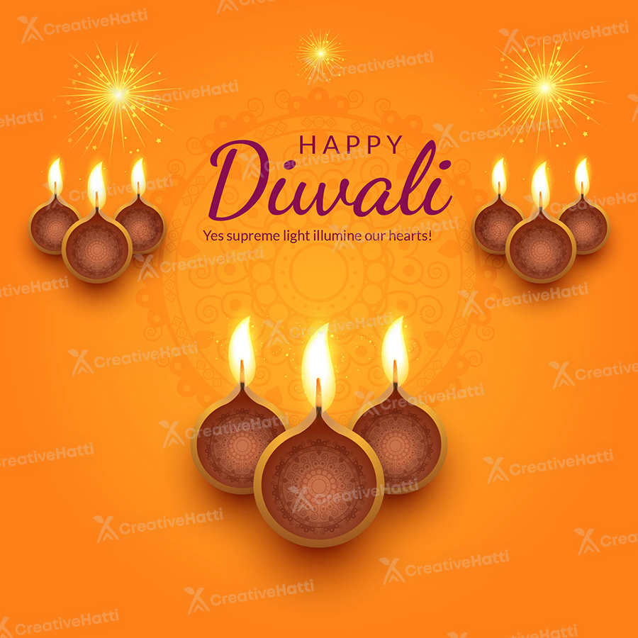 Banner with happy diwali wishes on a template