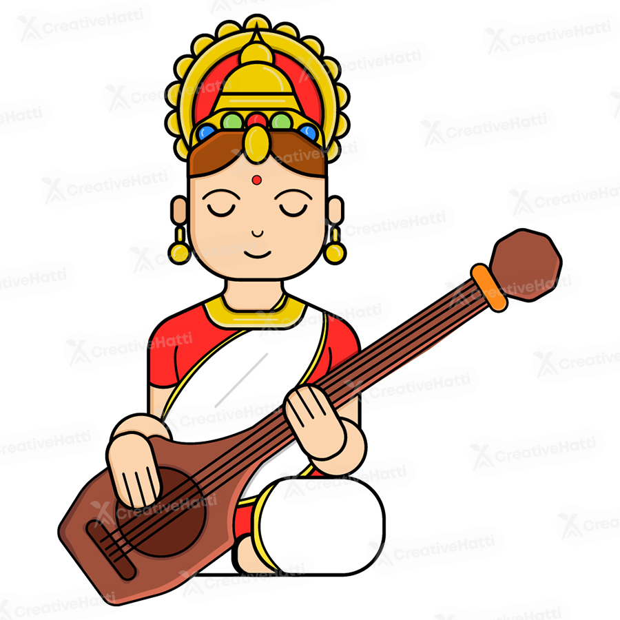 Drawing Sketch Saraswati Sharada Hindu Goddess Knowledge Music Art Speech  Stock Vector by ©manjunaths88@gmail.com 423569744
